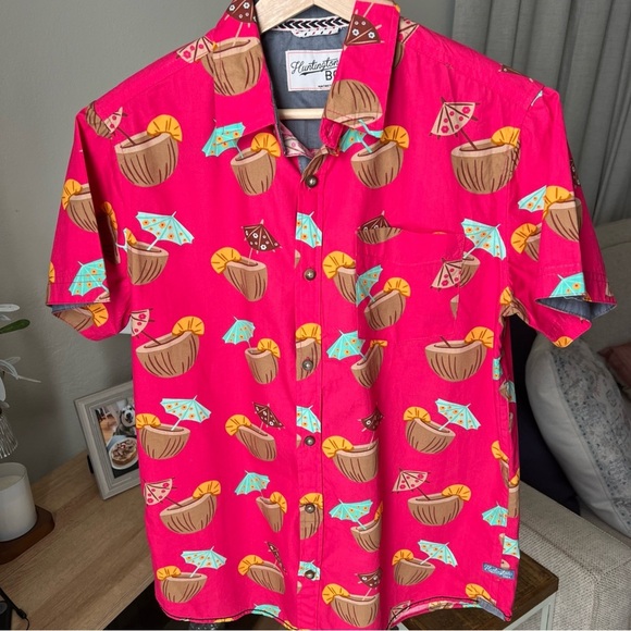 Huntington Beach Club Men’s Coconut Cocktail Drink Button Up Size S - Picture 1 of 11